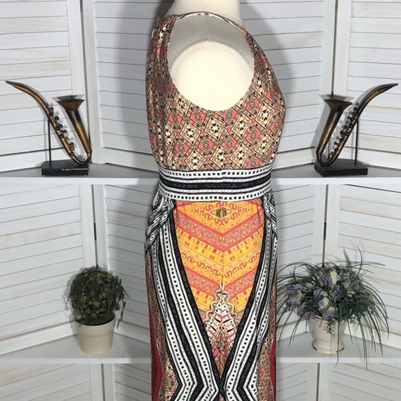 London Times Maxi Dress Halter Boho Paisley Multicolor Women's 14 - Picture 4 of 14